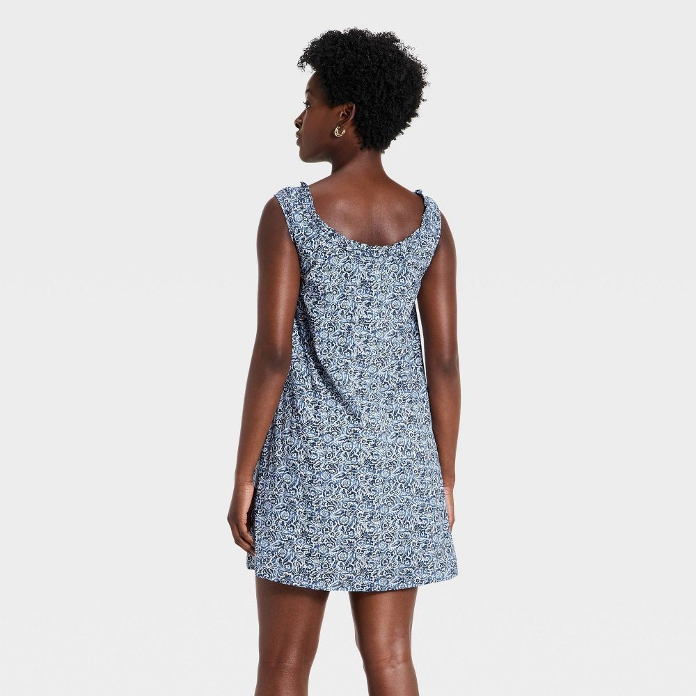 Women Mini Swing Shift Dress – Universal Thread Navy Blue Floral L