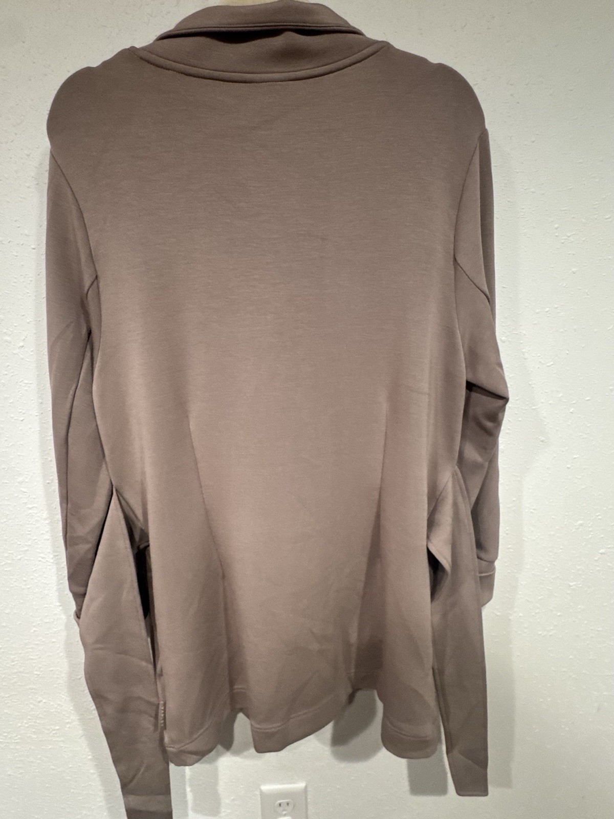 VARLEY Anset Jacket DoubleSoft Snap High Neck Belted Wrap Cardigan Mauve Taupe M