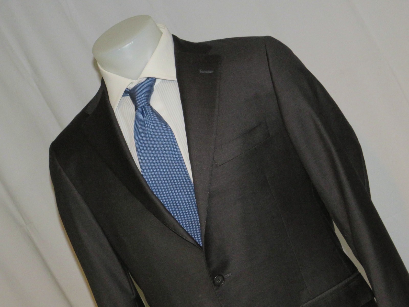 Hickey Freeman Beacon Loro Piana 150 Yellow Label Solid Charcoal Suit Jacket 40R