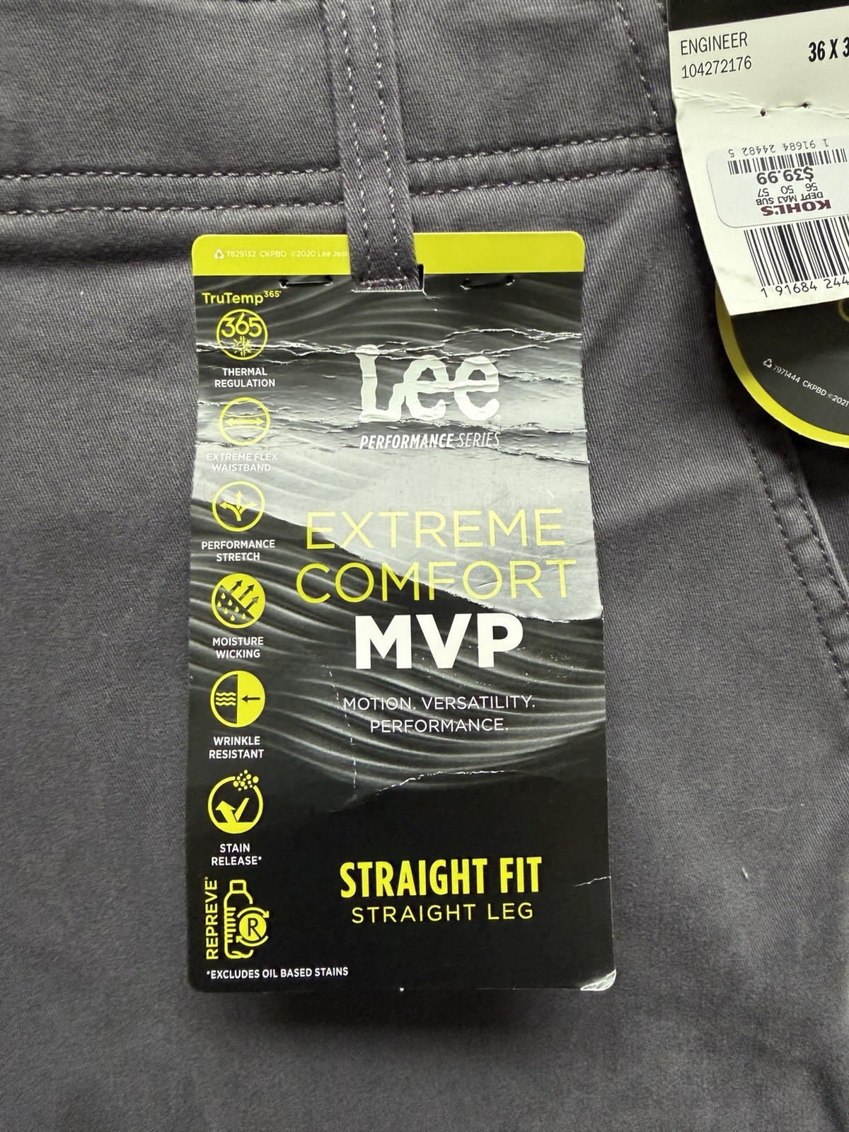 Lee – Extreme Comfort MVP Engineer Straight Fit Cargo Pants 36×34 Gray NEW wTags