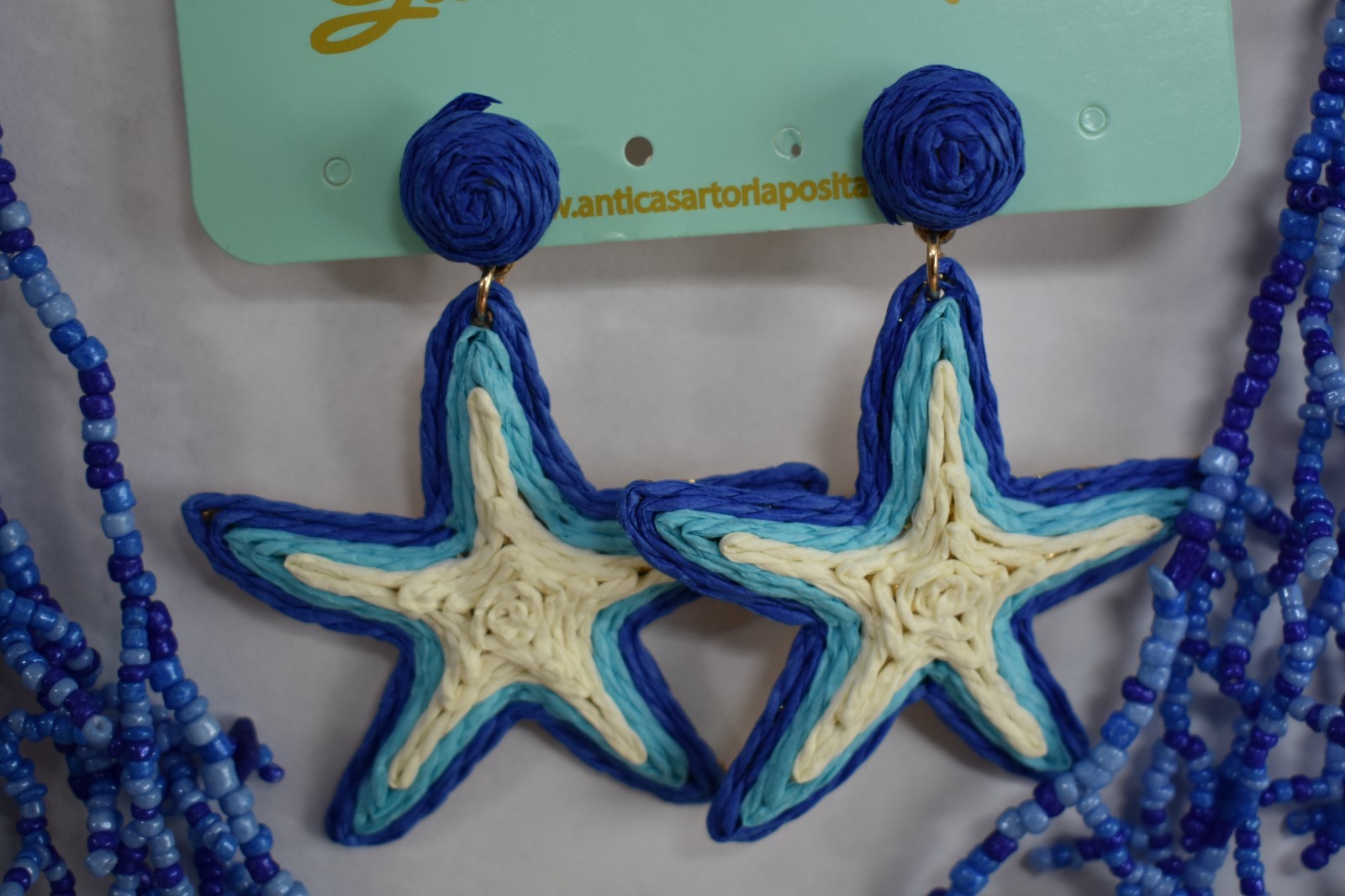 ANTICA SARTORIA 2026 BLUE & WHITE STARFISH EARRINGS & NECKLACE SET NWT
