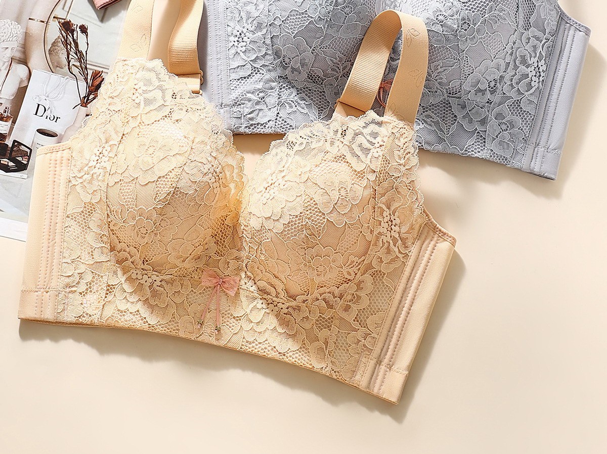 Women Bras Full Coverage Lace Wireless Push up Plus Size Underwear 33651