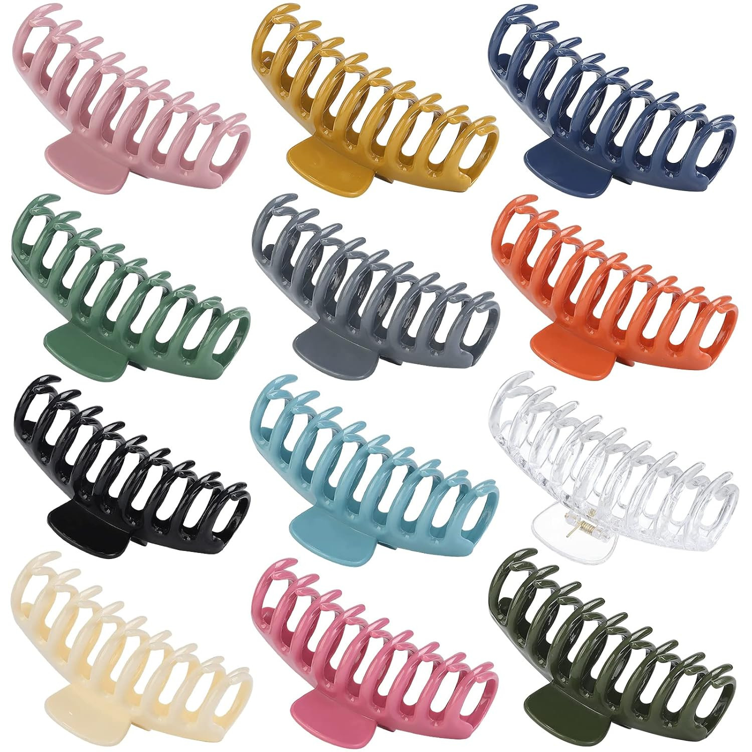 12 Pack Hair Claw Clips Large 4.3 Inch Hair Clips Stylish Barrettes