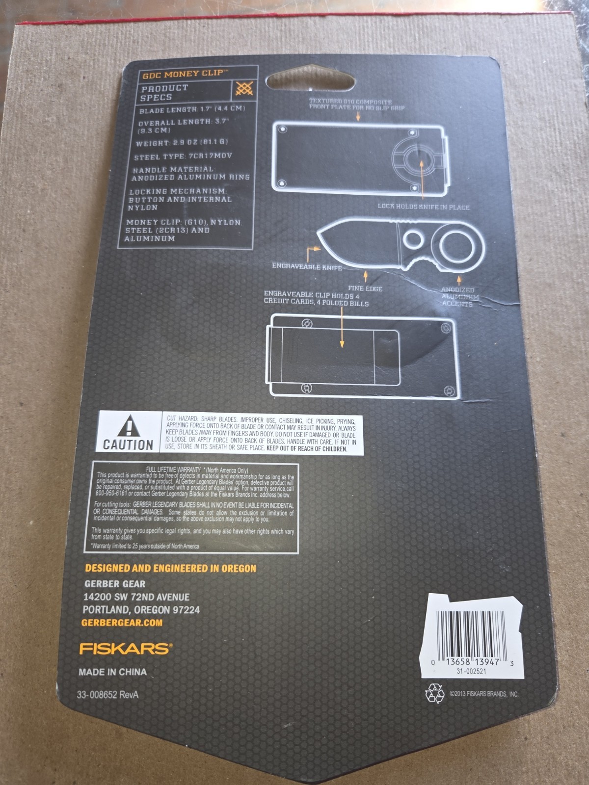 NEW Gerber Fixed Blade Knife & Money Clip Card Holder Great Gift A6
