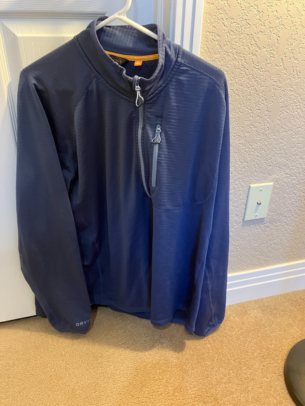 Orvis Pullover 1/3 Zip Activewear Sweatshirt Knitted Fabric Blue Size XL NICE