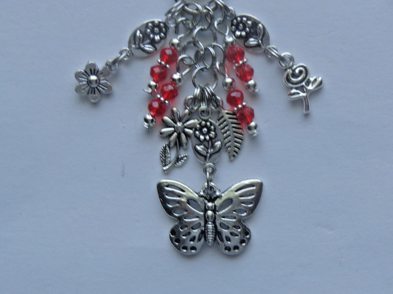 BUTTERFLY FLOWERS NATURE KEY CHAIN PURSE CHARM BAG CHARM JUNK JOURNAL FOB
