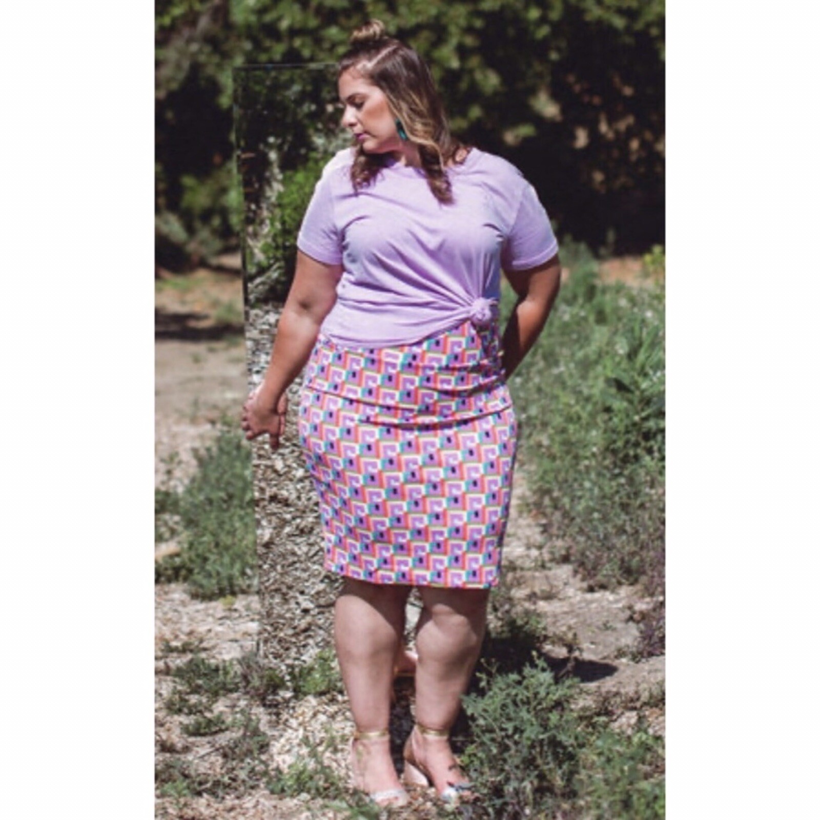 LuLaRoe Cassie Pencil Skirt 2XL NWT Red Black Green Pull-On Stretch