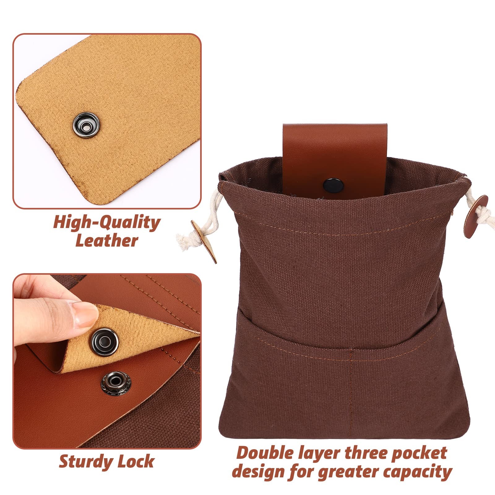 Foraging Bag Collapsible Canvas PU Leather 12.6×8.3in – Outdoor Hiking Pouch