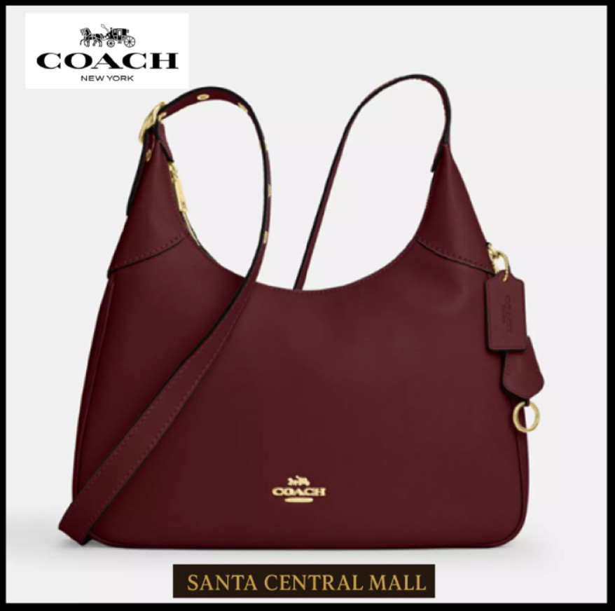 COACH CCE48 Ella Shoulder Bag Smooth Leather Maroon Brown Outlet New SMM