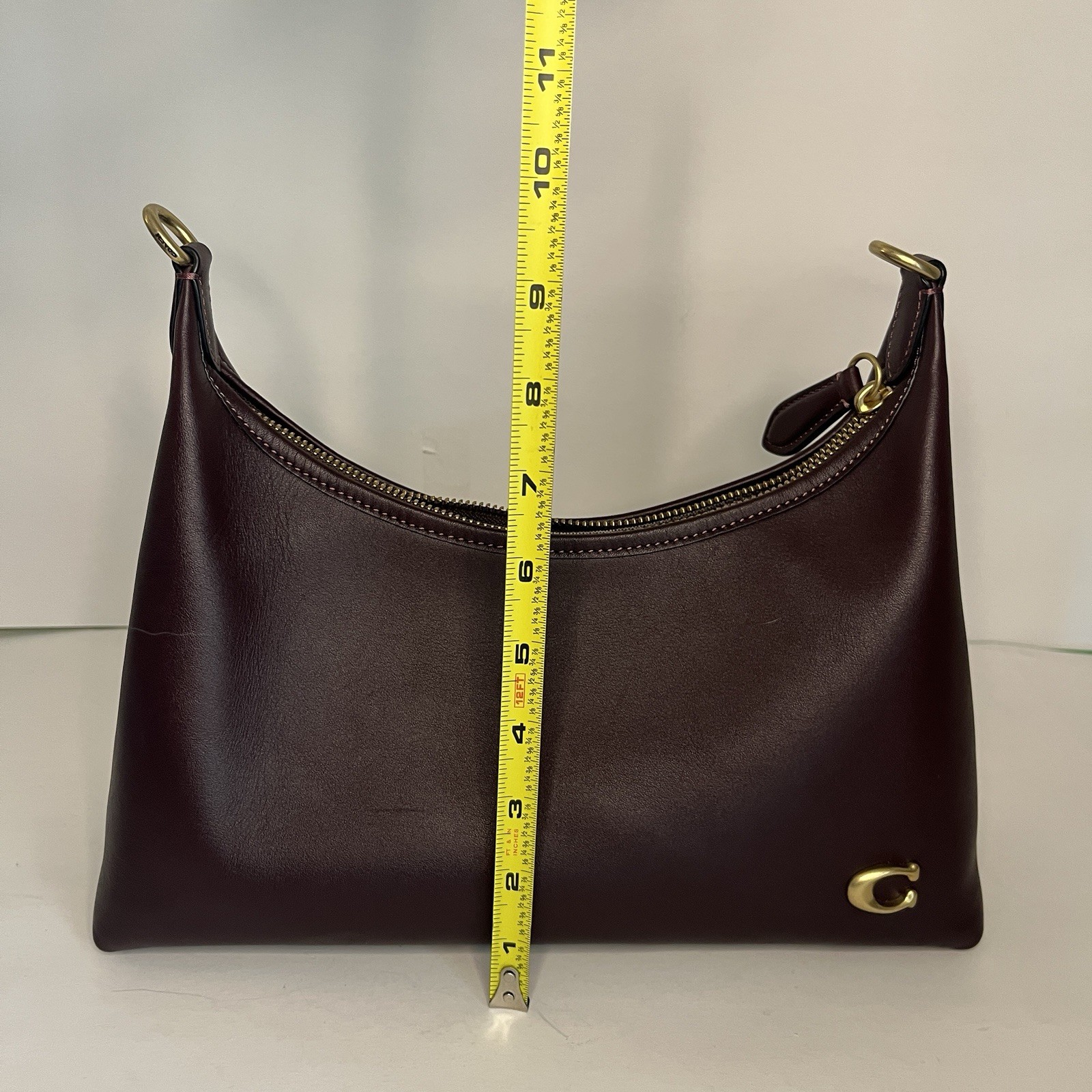 COACH Juliet Shoulder Bag Black Currant Glovetanned Leather Brass Hardware CR981