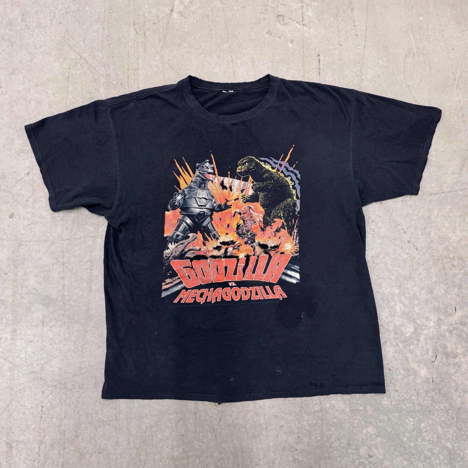 Vintage Godzilla vs Mechagodzilla Kaiju Shirt Large Distressed 2000s Japan