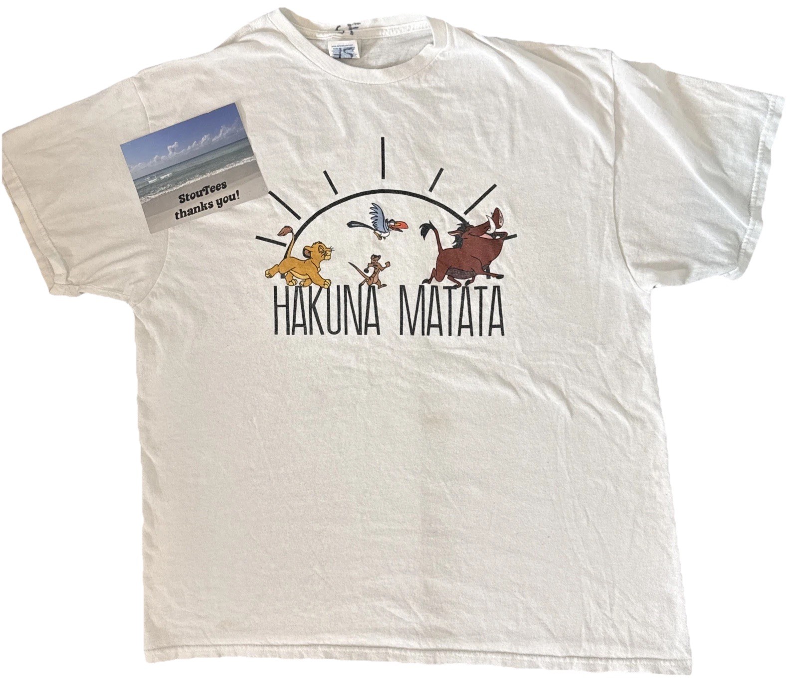 Disney Lion King Hakuna Matata 90’s XL Y2K Simba Pumbaa Timon Tee Cotton White