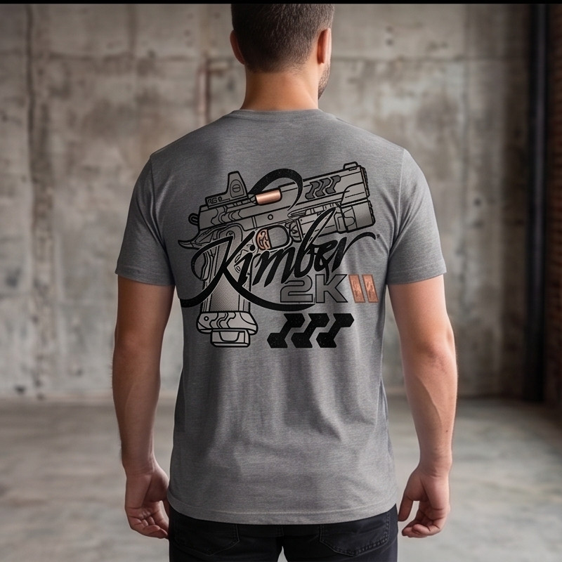 Custom 2KII Tactical Pistol T-Shirt – Grey Athletic Fit Tee – Premium Graphic