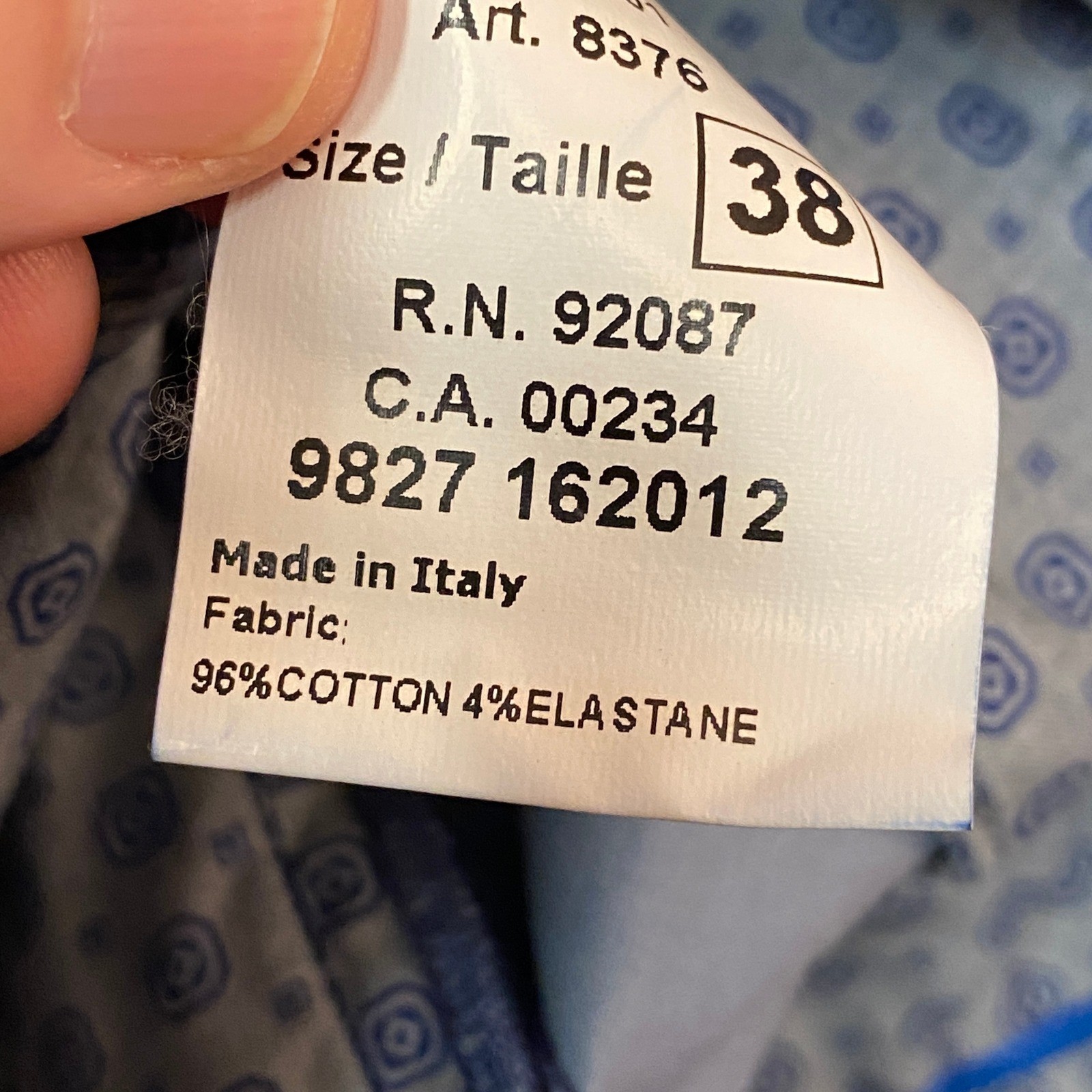 Saks Fifth Avenue Pants Mens 38 Blue Made in Italy Cotton Blend