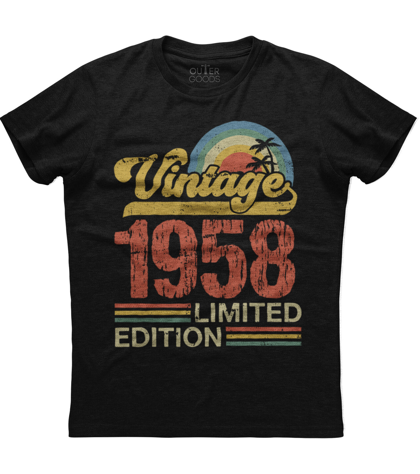 Birthday Gift Classic Old Vintage 1958 Limited Edition Rainbow Palm Tree T-shirt