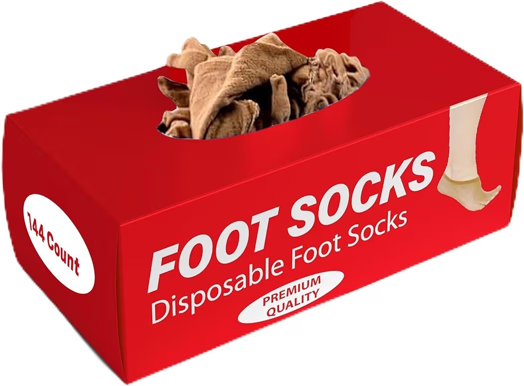 Disposable Nylon Socks for Women, 72 Pairs Tan Footies