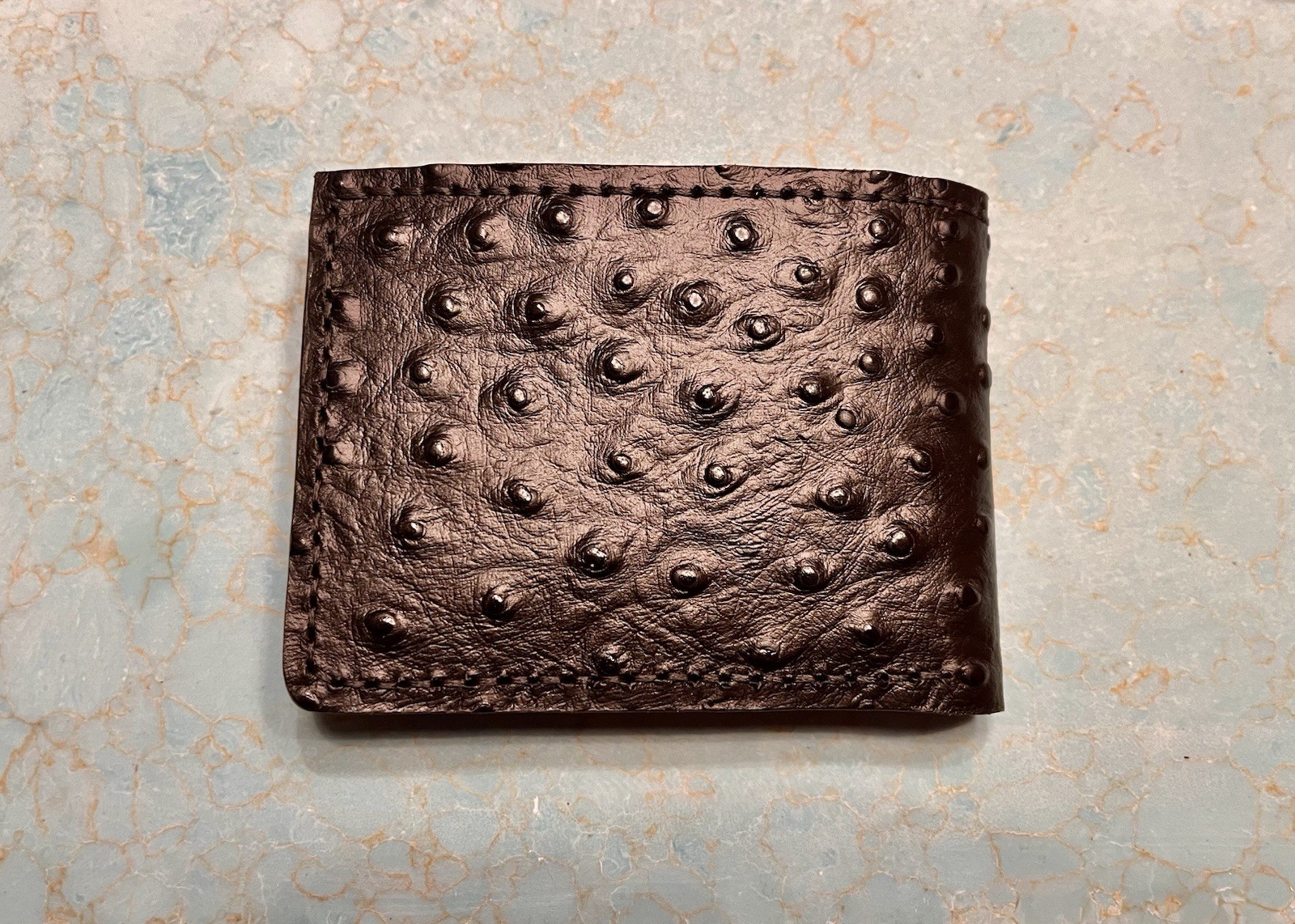 Ostrich Leather Wallet Bonfe Leather Workshop Men Black Full Quill Bifold