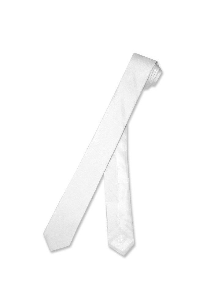 NEW 2″ EXTRA Skinny Slim Tie Necktie Solid WHITE