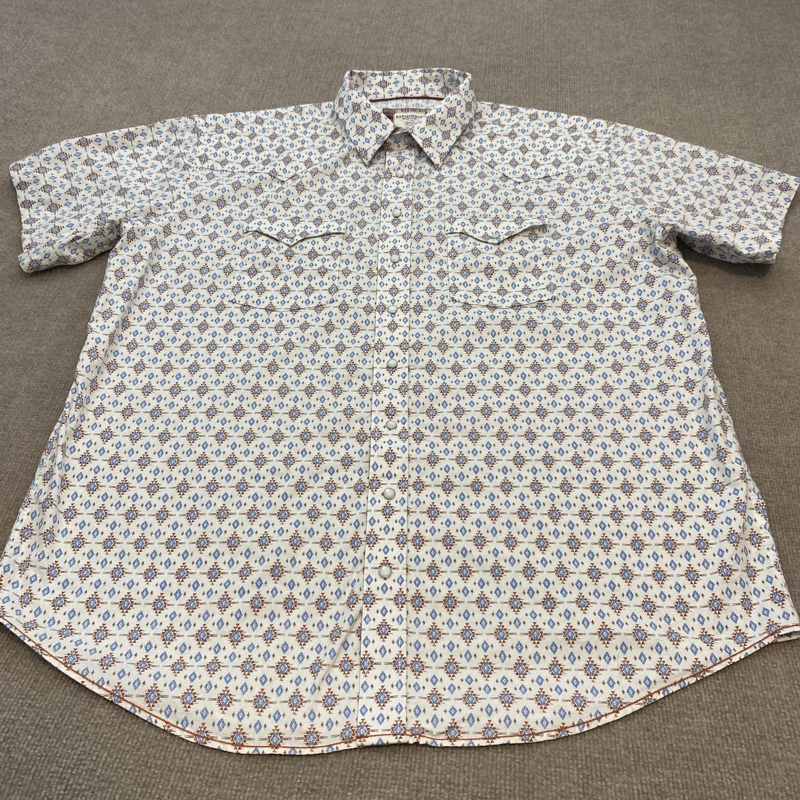 Panhandle Shirt Mens 2XL Aztec Geometric Western Short Sleeve Snap Front Stretch