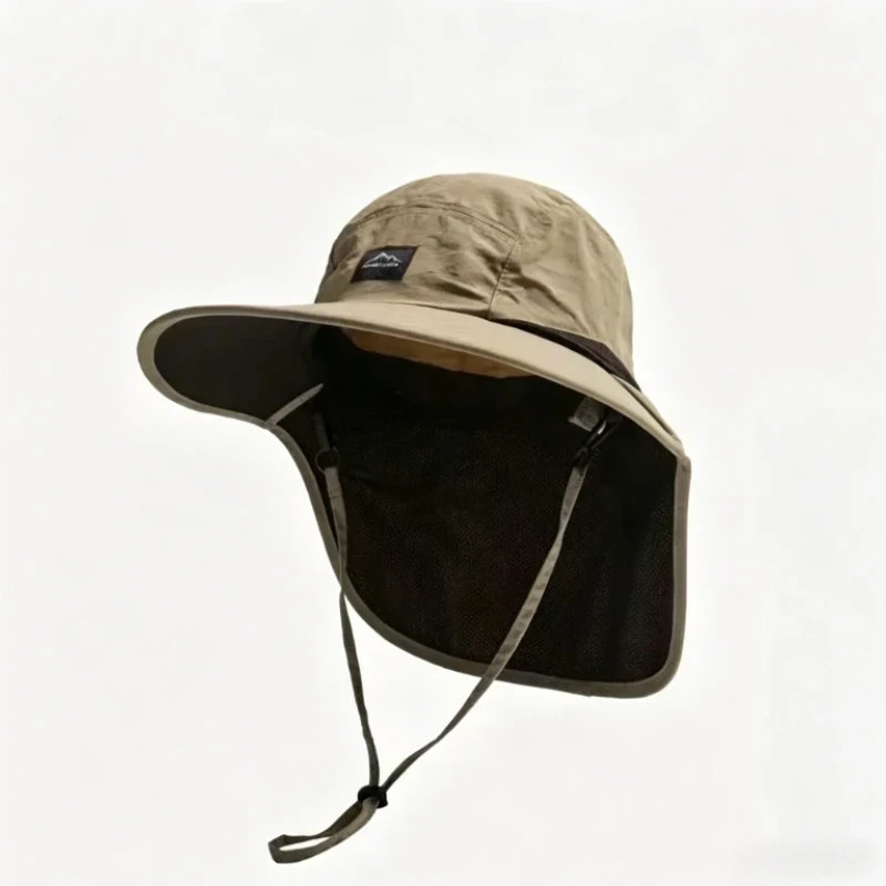 Unisex Wide Brim Bucket Hat Neck Flap Sun Protection Fishing Hiking Cap
