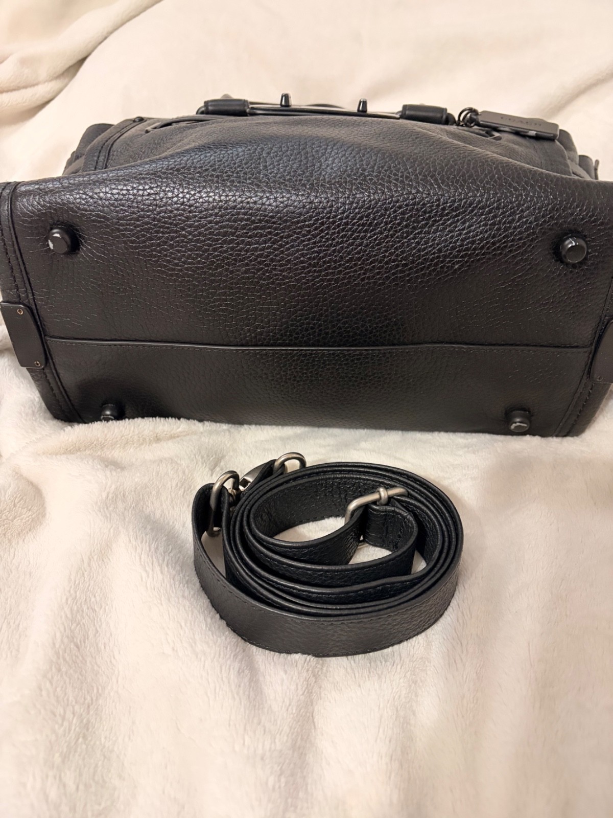 Coach Swagger 27 Carryall All Black Leather Satchel Crossbody Bag