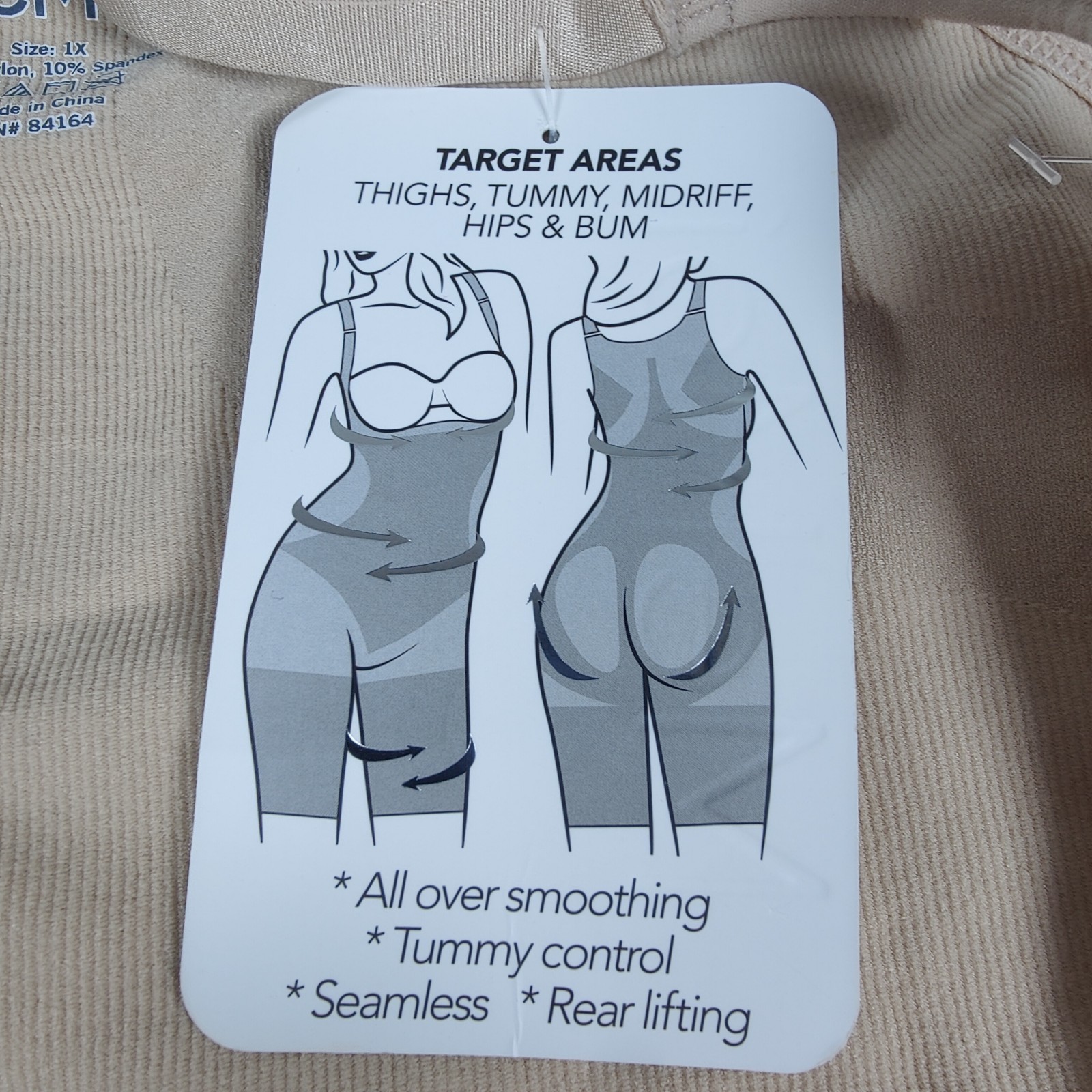New MeMoi Braless Shaping Bodysuit with Thigh Shaper Size 1X