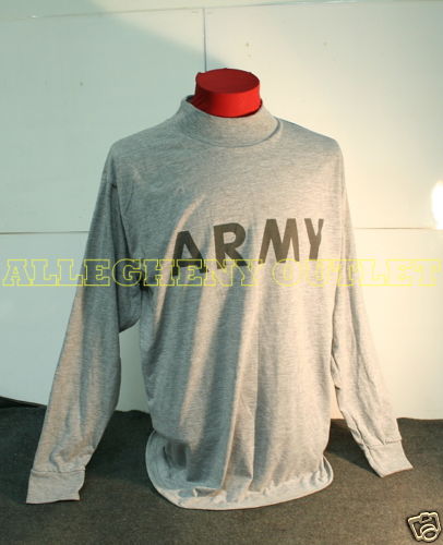 US ARMY GREY LONG SLEEVE PT SHIRT IPFU PHYSICAL TRAINING REFLECTIVE TSHIRT LARGE