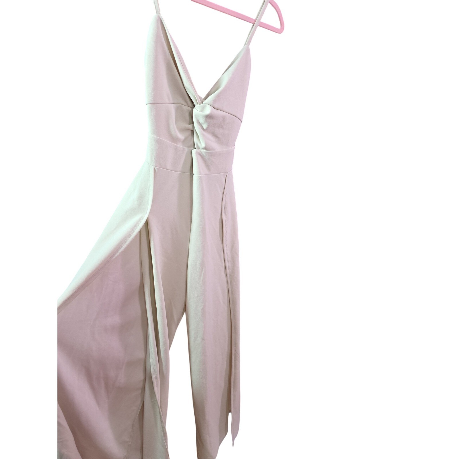 Streetwear Society Cream Wide Leg High Slit Knot Front Jumpsuit Small NWT