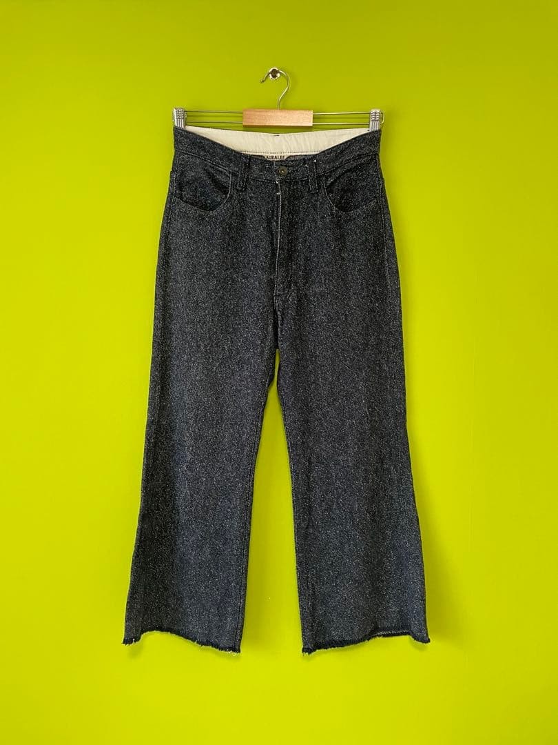 AURALEE 16SS SILK DENIM NEP FLARE PANTS SIZE 0 A6AP03SD 100% SILK HAND WASH JP