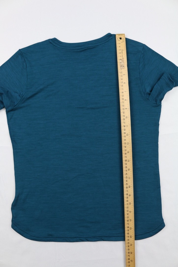 PUMA Womens Short Sleeve Logo Tee Lightweight Blue S Spell Out Logo Crew Neck