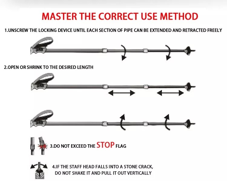 Trekking Poles Nordic Walking Hiking Sticks Anti-shock Adjustable Alpenstock