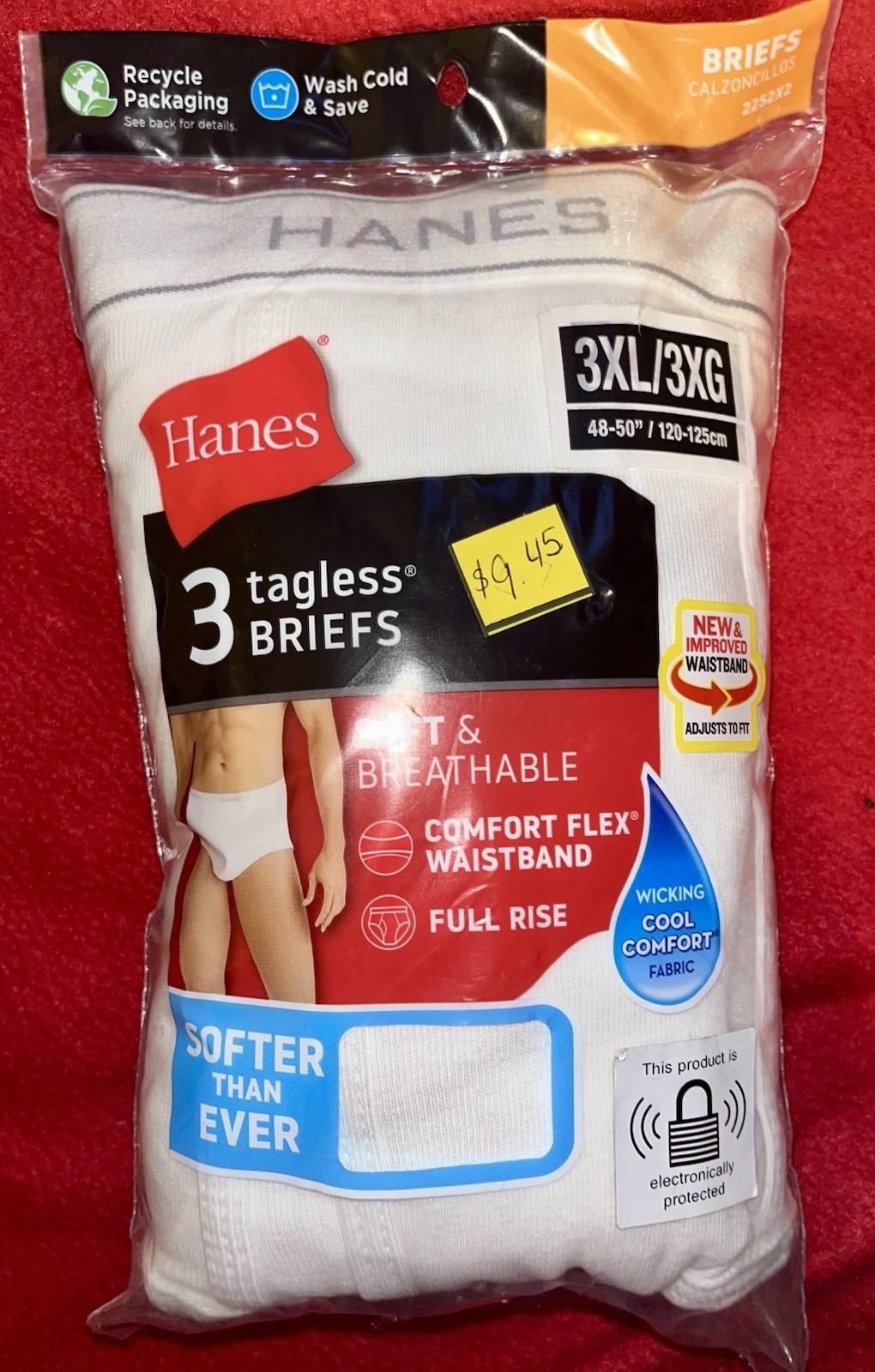 Hanes Tagless Comfort Flex Briefs 3-Pack White 3XL Big & Tall 2252X2