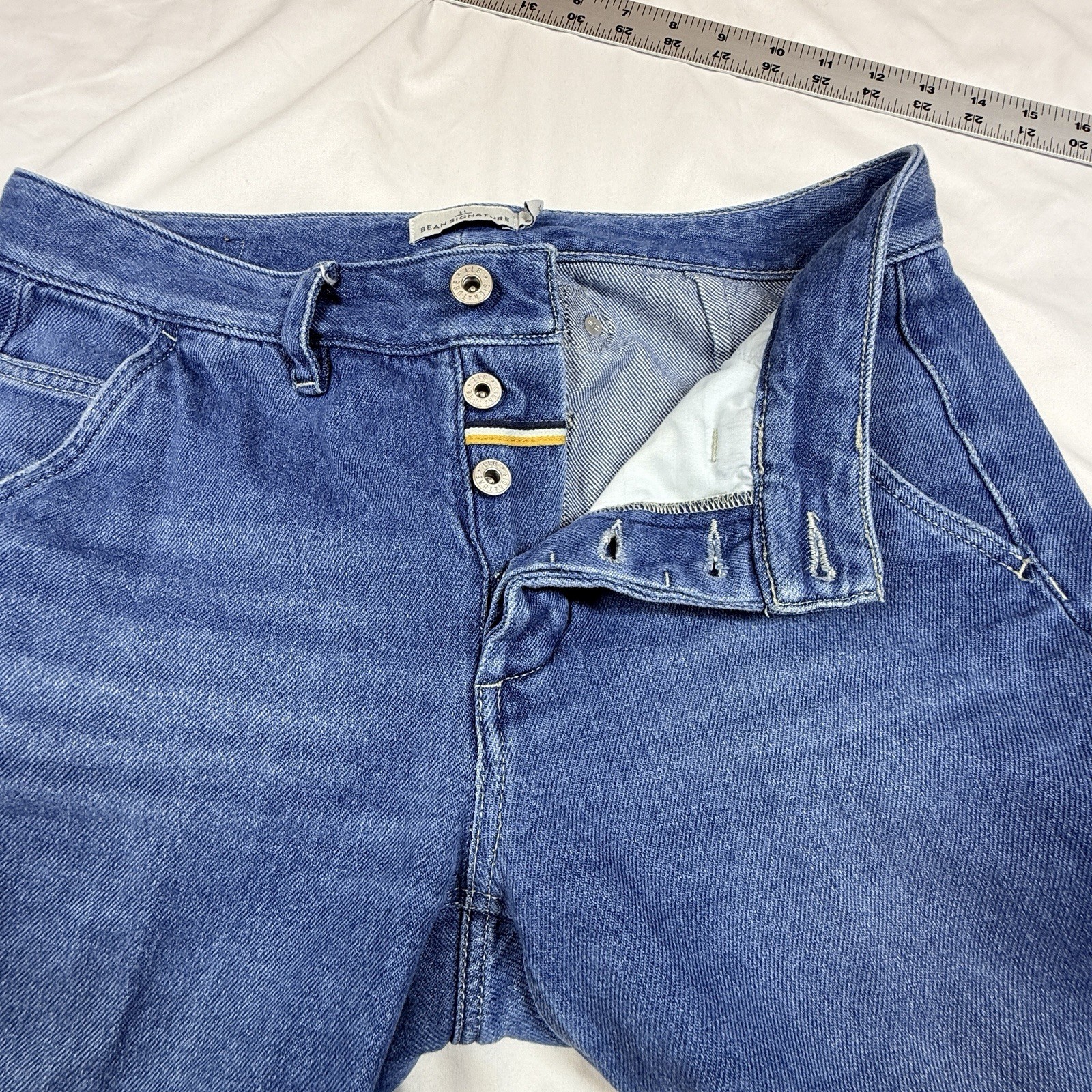 LL Bean Women’s Signature Super Soft High Rise Strt Leg Carpenter 8 Button Fly