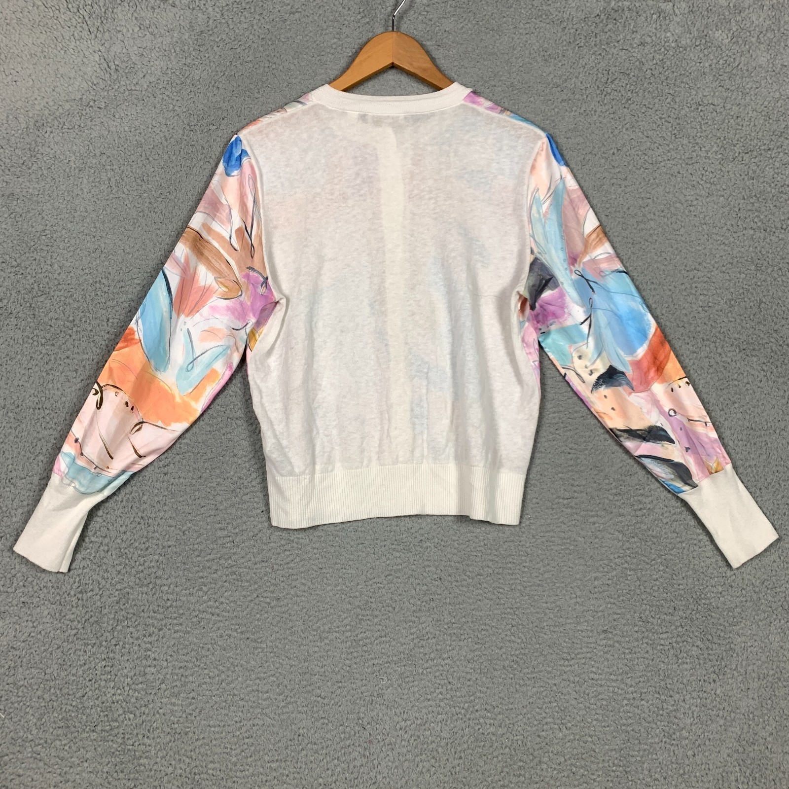 Ted Baker Ryvir Cardigan Women’s 3 Ivory Multi Woven Detail Printed Button Front