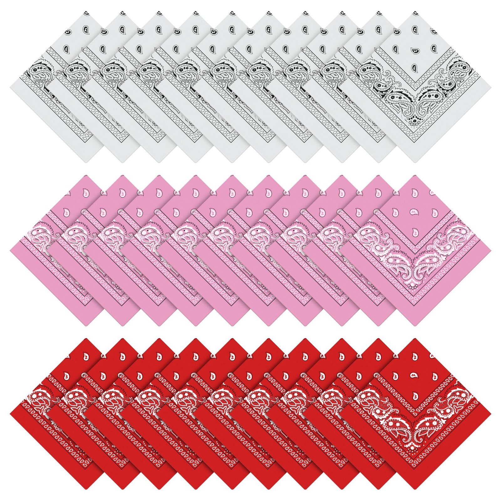 30 Pcs Paisley Bandana, 21.6 Inch Multi-Purpose Bandanas Bulk Cowboy Headbands