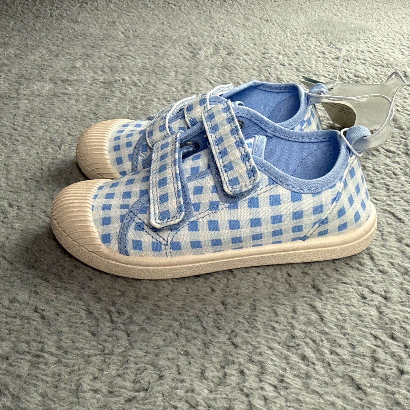 Cat & Jack Shoes Kids Size 10 Blue Gingham Parker Sneaker Hook & Loop Casual