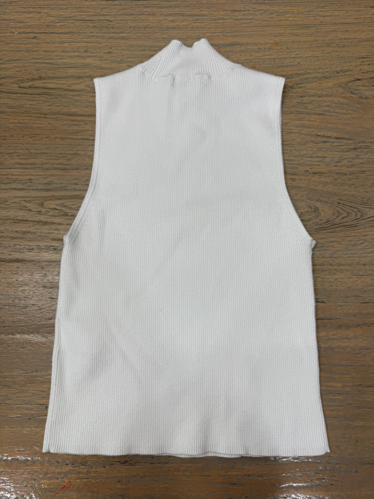 Madewell White Ribbed Knit Mock Neck Sleeveless Tank Size S Minimalistic Chic
