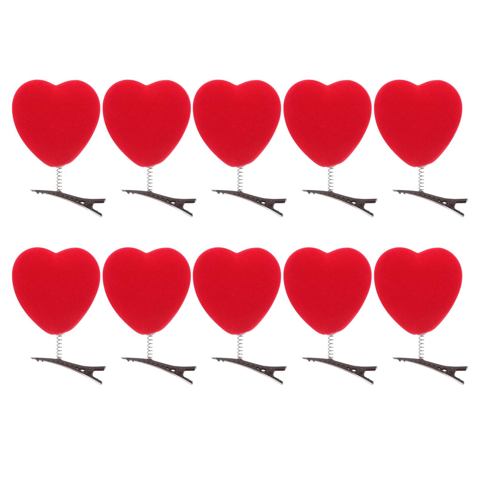 10pcs Cute Hair Clips Red Heart for 10 Count (Pack of 1),
