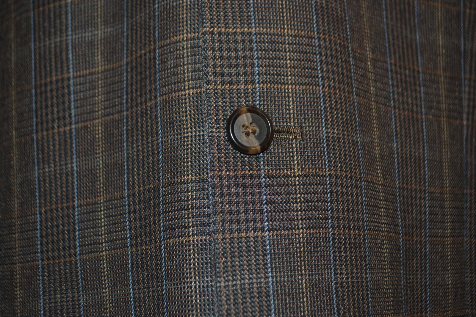 Kroon Men Wool Silk Check Brown 3 Front Button Sports Coat Sz 42R