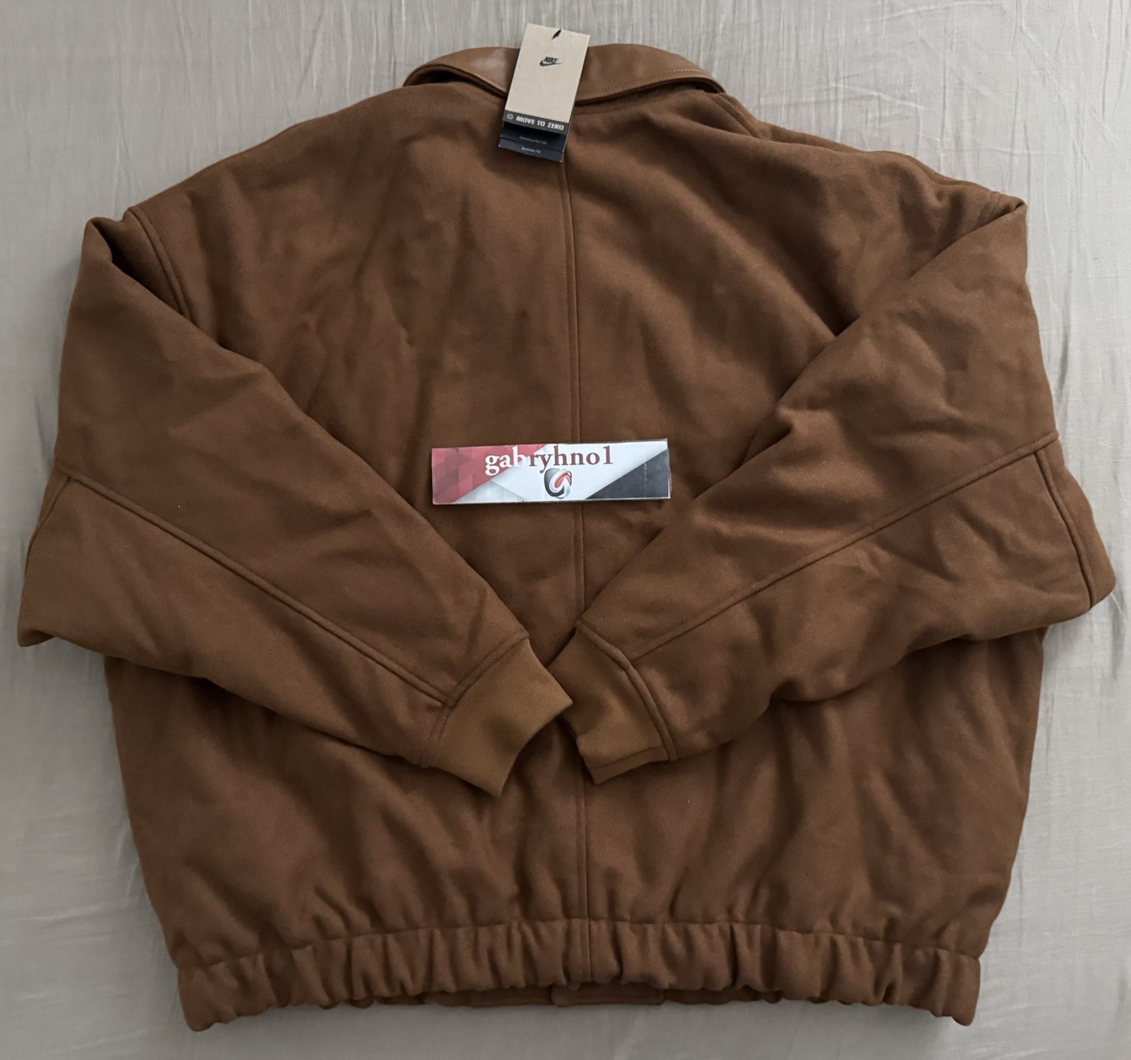 Nike Solo Swoosh Wool Varsity Jacket FZ1168-281 Light British Tan Mens Size LT