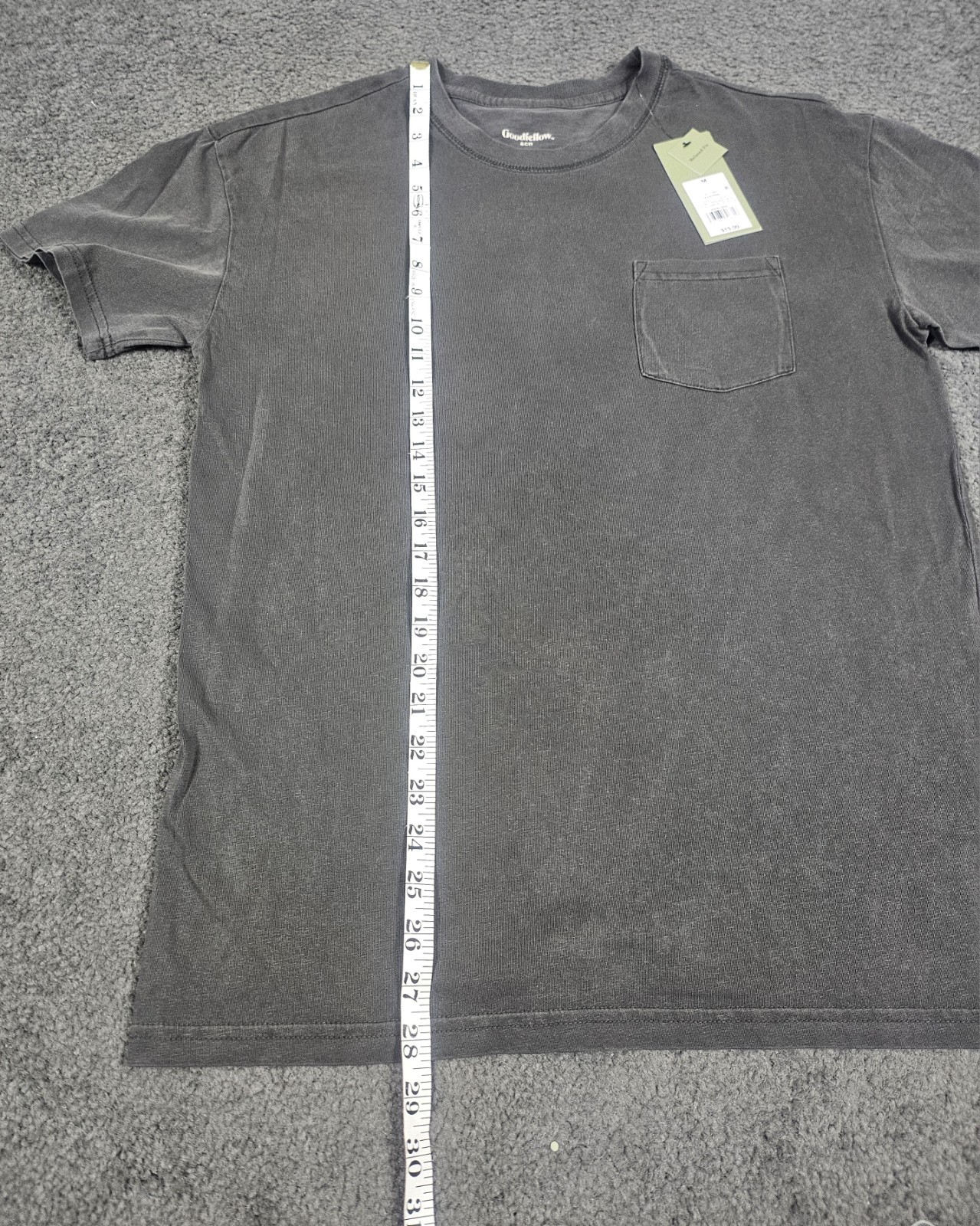 Men’s Crew Neck T Shirt 2 PK Medium Black Charcoal Pocket Relaxed Fit Goodfellow