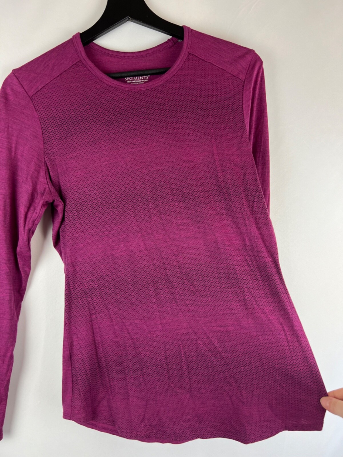 Seg’Ments Women’s Ombre Purple L/S Crew Neck 100% Merino Wool Pullover Small S