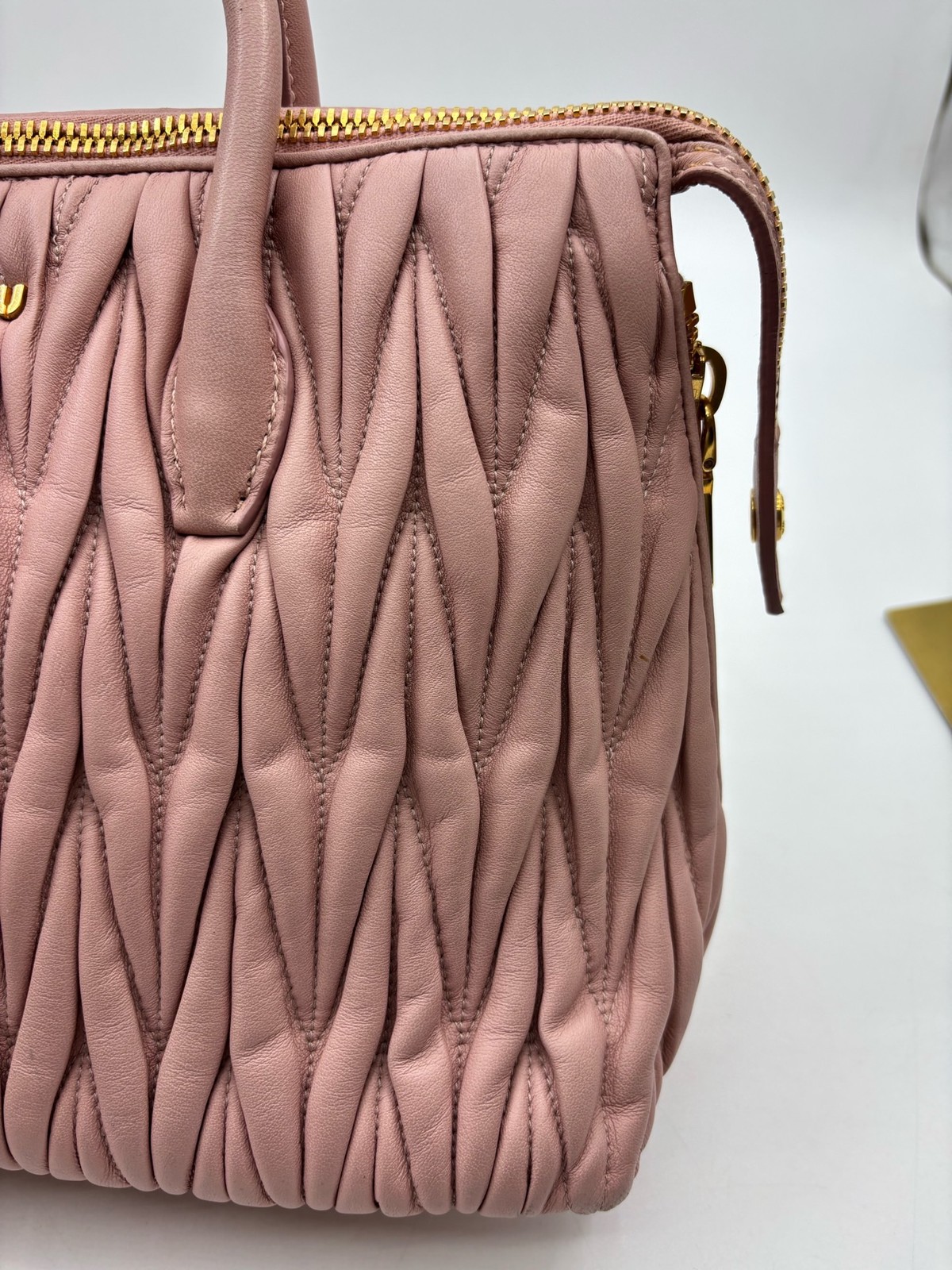 Miu Miu Pre-Owned Authentic Satchel Gold 31*15*22cm Free Tracked Shipping