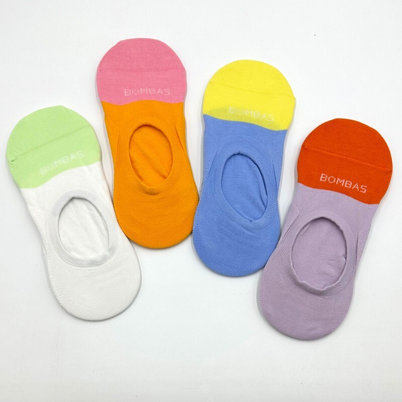 4-pairs Bombas Women’s Lightweight No Show Socks 4 Colors Mix Size Med 8-10.5