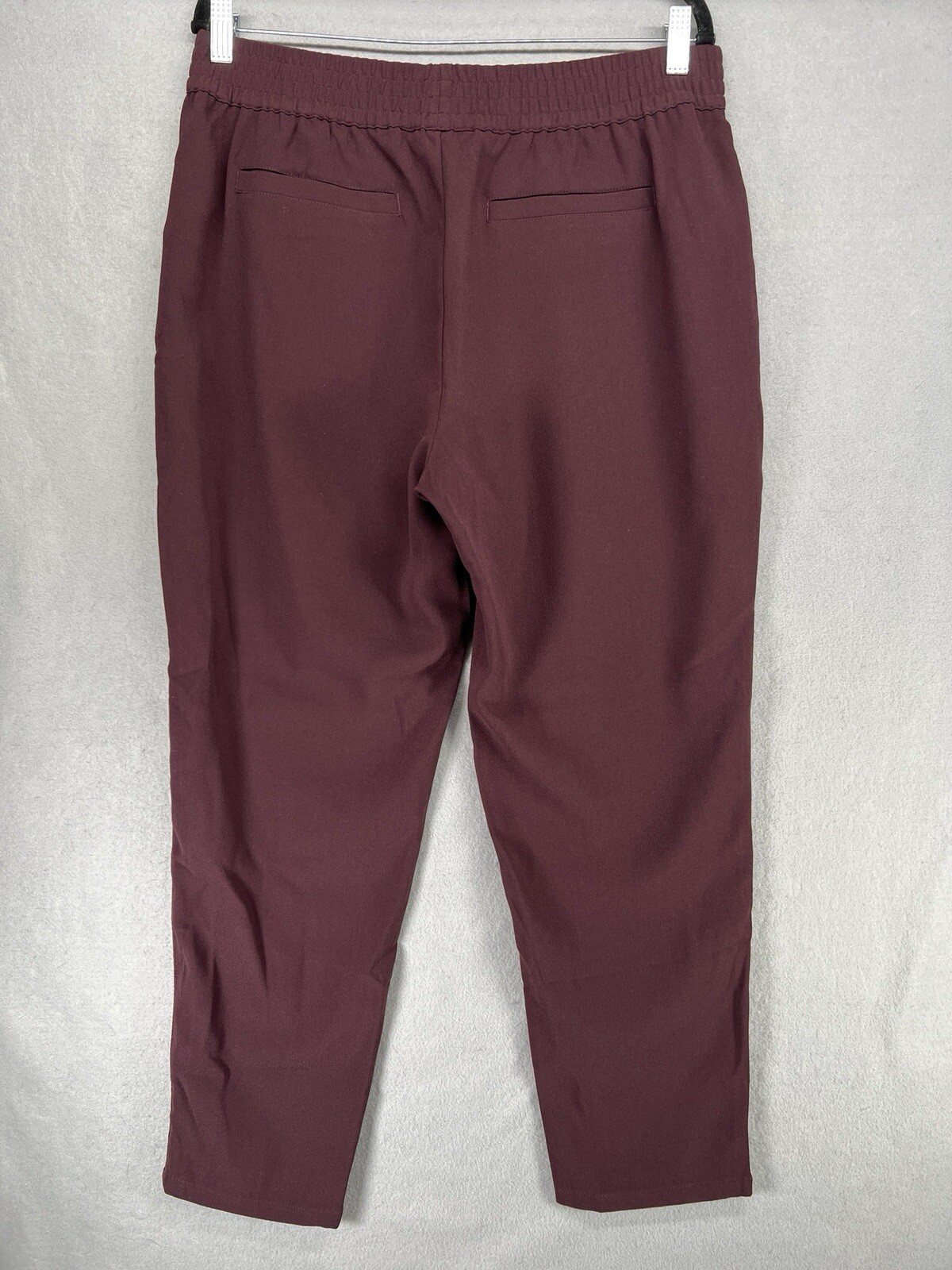 Lands End Pants Womens 12 Burgundy Slim Leg Crepe Elastic Waist Pull On Office