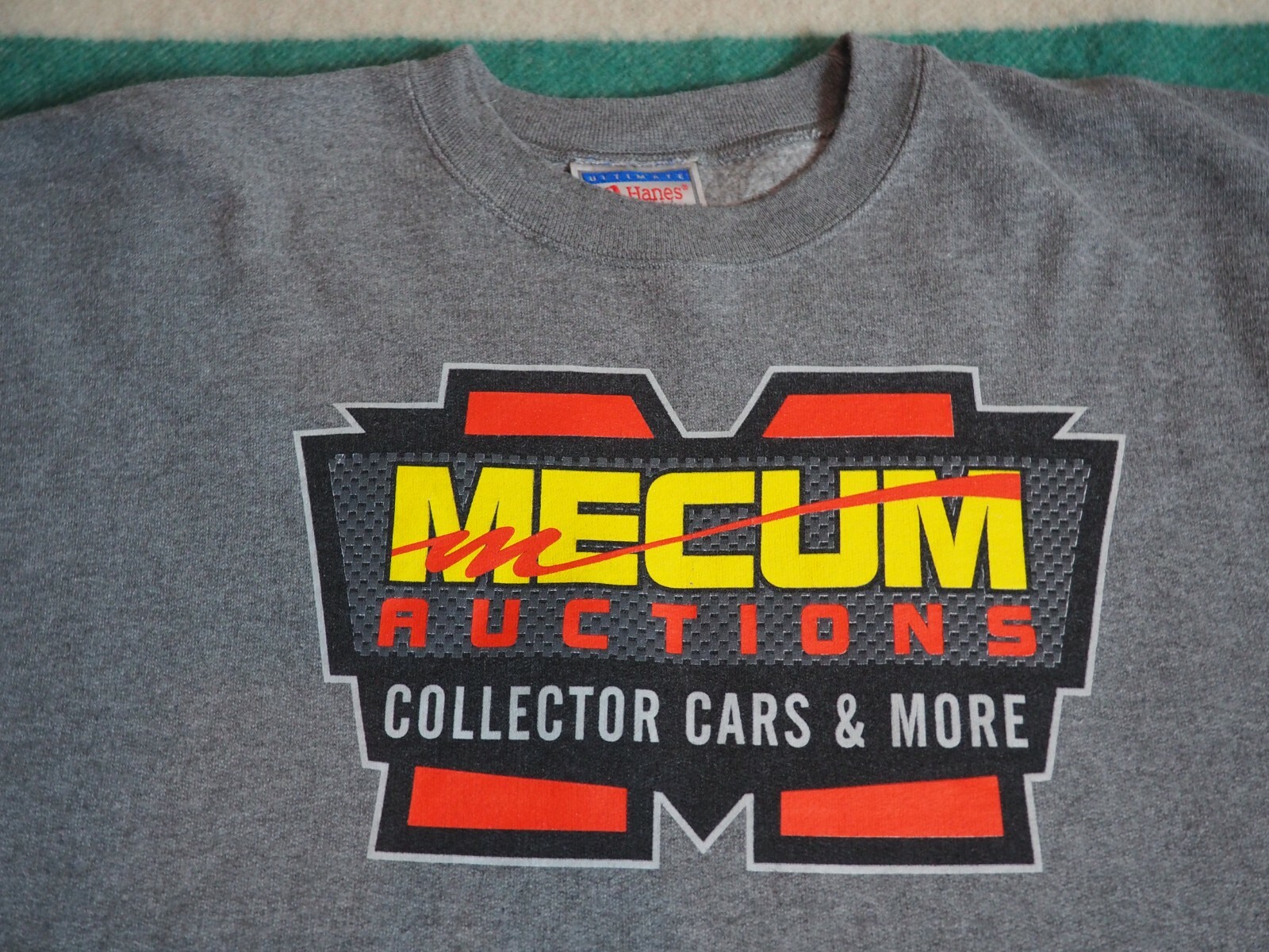 VTG 90s Hanes MECUM AUTO AUCTIONS Classic Cars Gray Pullover Sweatshirt M EUC