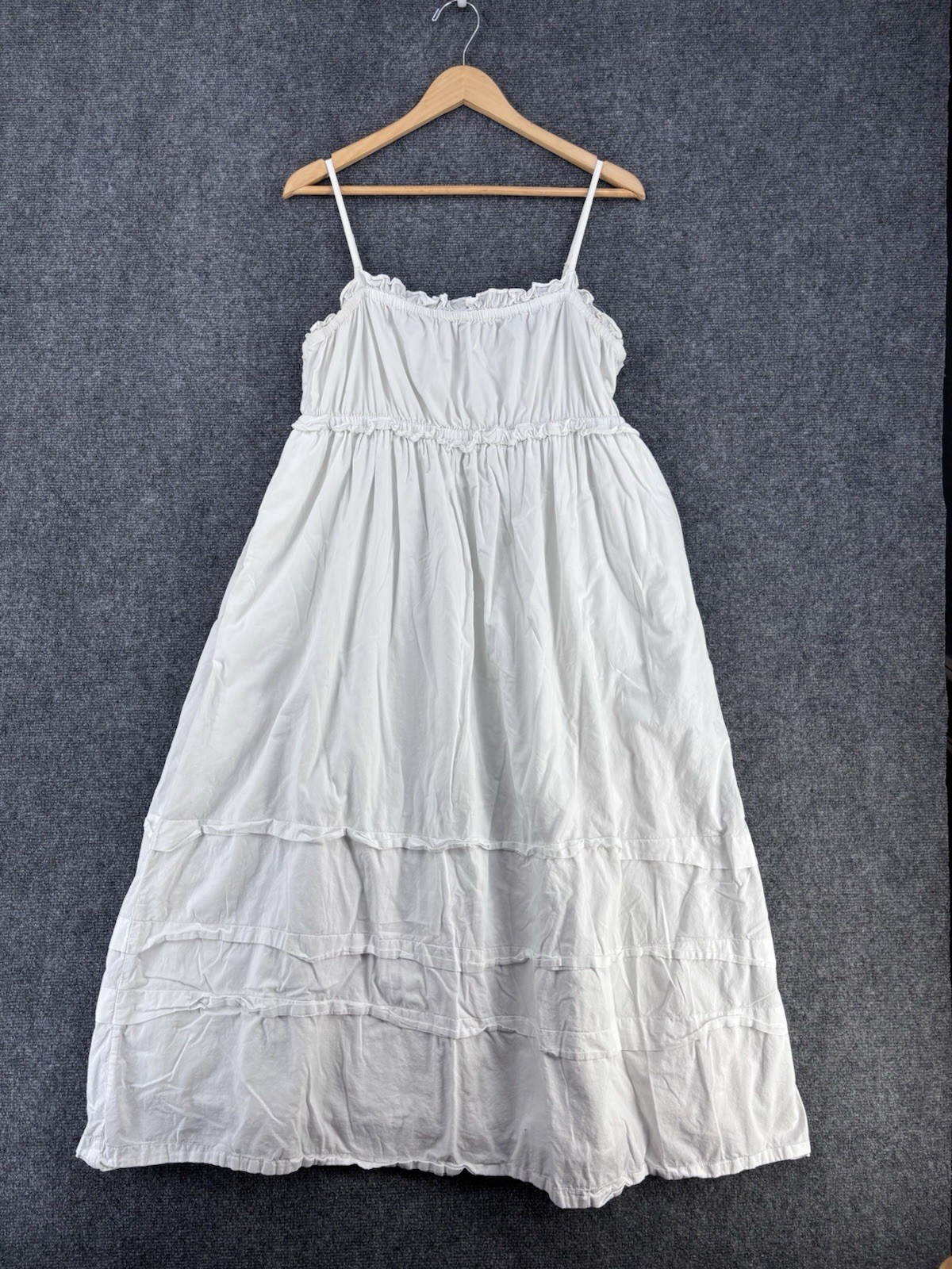 J Crew White Cotton Tiered Coquette Clean Girl Maxi Dress Ruffles Women’s 12