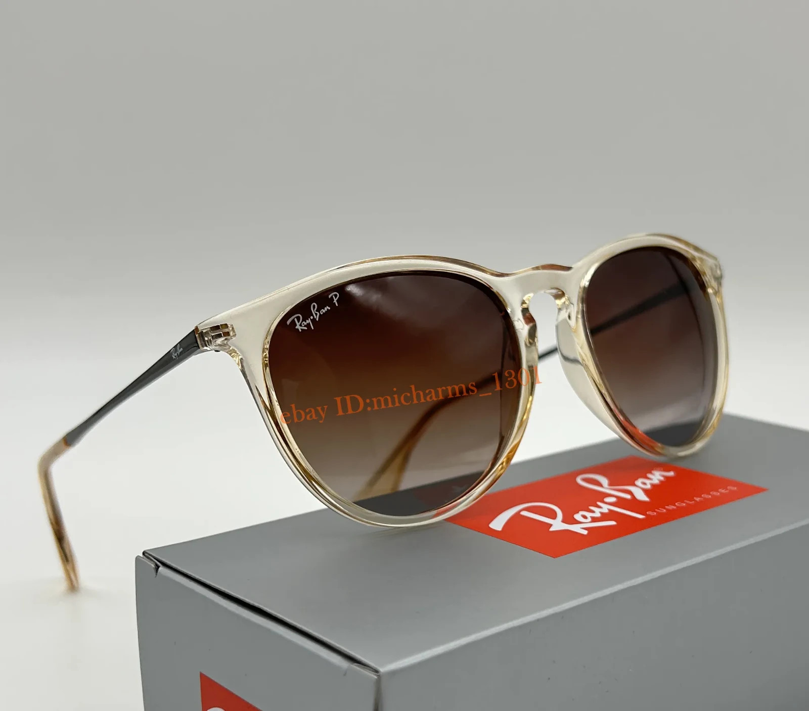 Ray-Ban Erika RB4171 6514/13 Transparent Brown Gradient Polarized Sunglasses 54