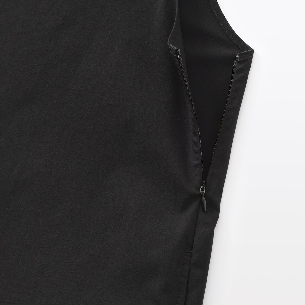 MUJI Womens Quick Dry Broadcloth Sleeveless Dress Black FedEx