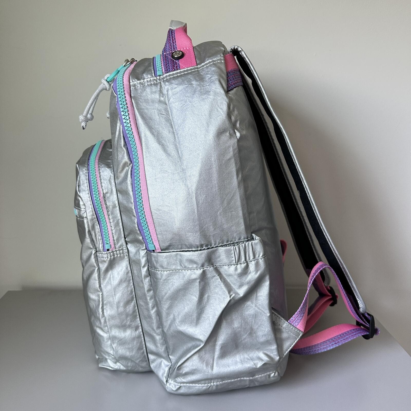 Kipling Seoul Up 17″ Laptop Extra Large Backpack in Metallic Silvery Fun NWT